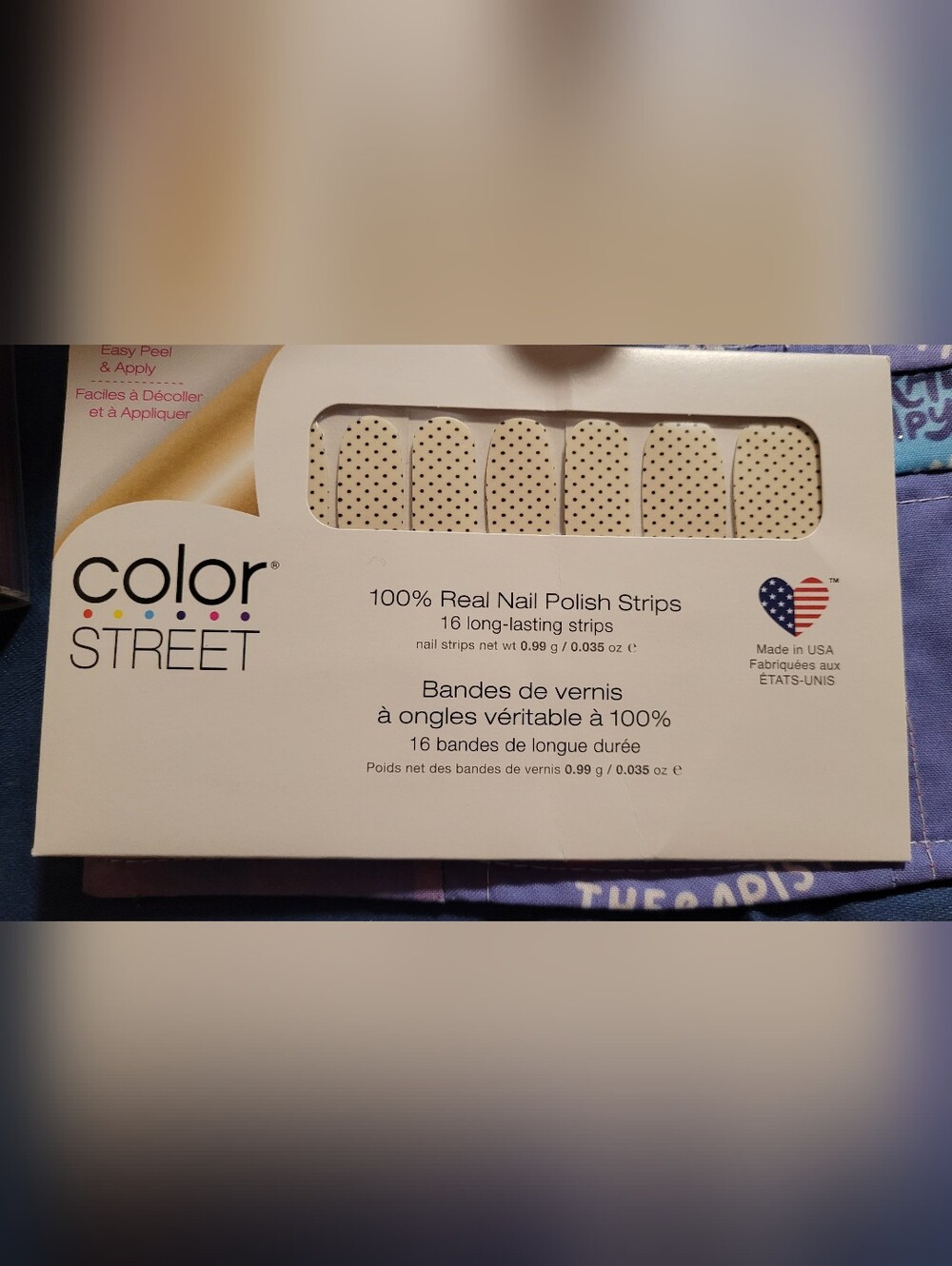 Color Street Cream Nail Strips with Black Polka Dots